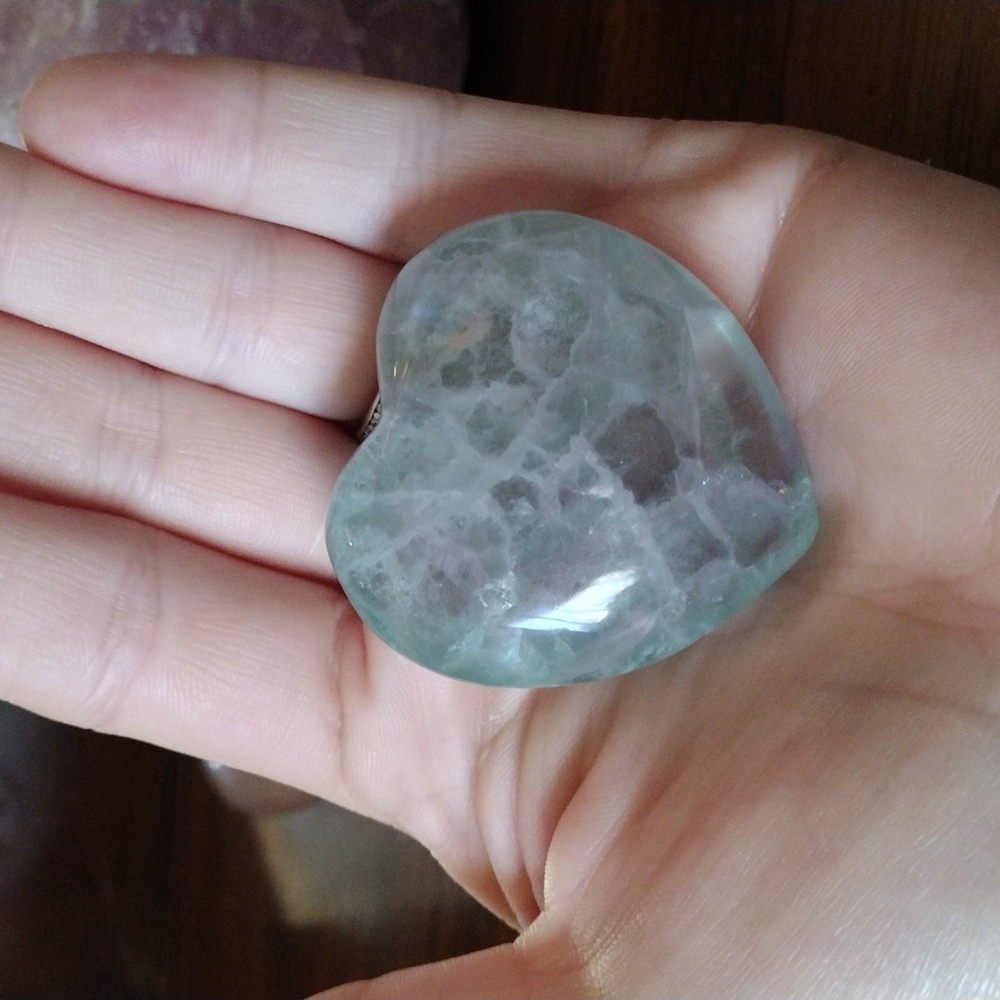 Fluorite Heart Palm Crystal Stone